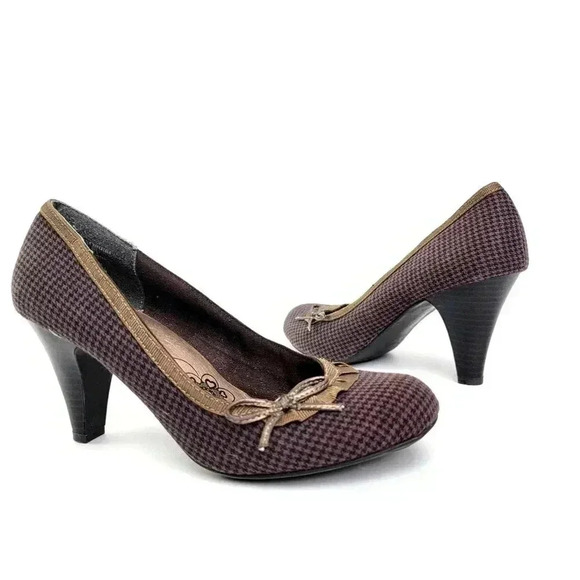 BONGO Shoes - BONGO Bow Gingham Plaid Kitten Pump Heels - 7